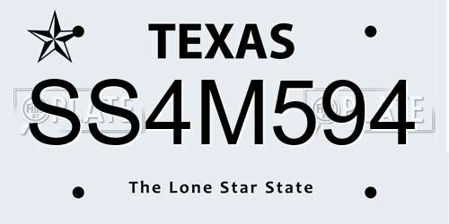 SS4M594 Texas License Plate