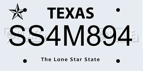 SS4M894 Texas License Plate
