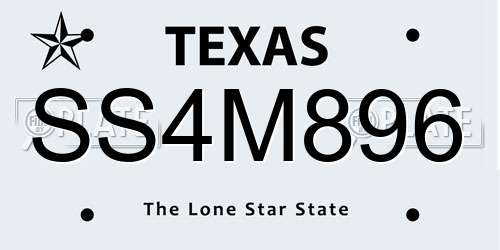 SS4M896 Texas License Plate