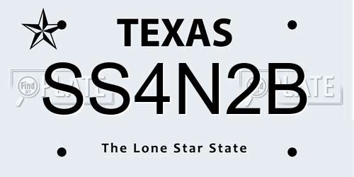 SS4N2B Texas License Plate