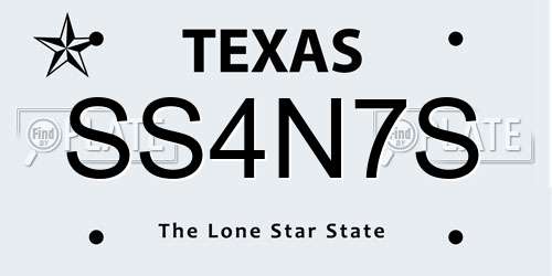 SS4N7S Texas License Plate