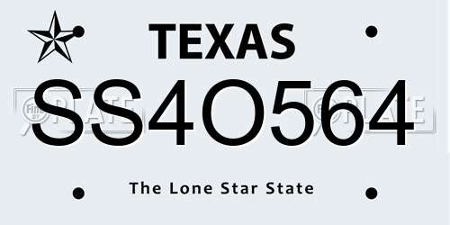 SS4O564 Texas License Plate