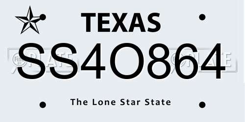 SS4O864 Texas License Plate