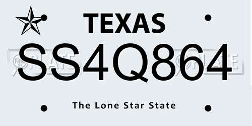 SS4Q864 Texas License Plate