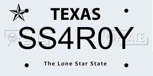SS4R0Y Texas License Plate