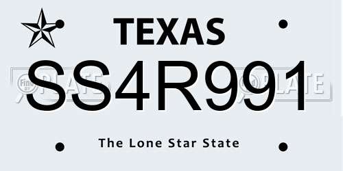 SS4R991 Texas License Plate