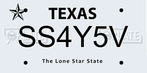 SS4Y5V Texas License Plate
