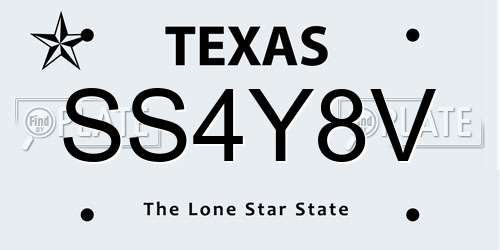 SS4Y8V Texas License Plate