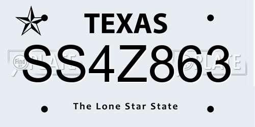SS4Z863 Texas License Plate
