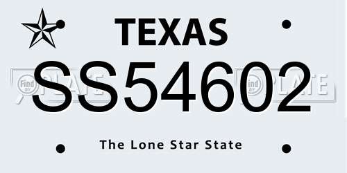 SS54602 Texas License Plate