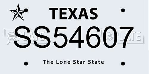 SS54607 Texas License Plate