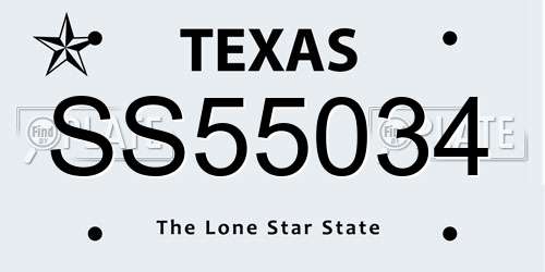 SS55034 Texas License Plate