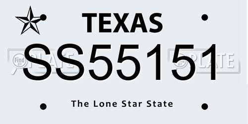 SS55151 Texas License Plate