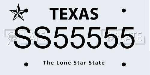 SS55555 Texas License Plate