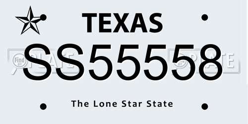 SS55558 Texas License Plate