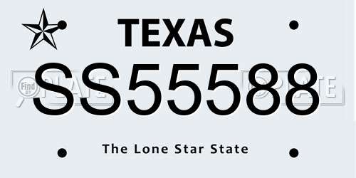 SS55588 Texas License Plate