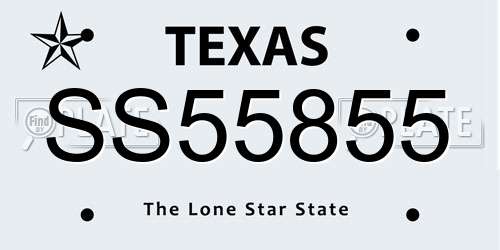 SS55855 Texas License Plate