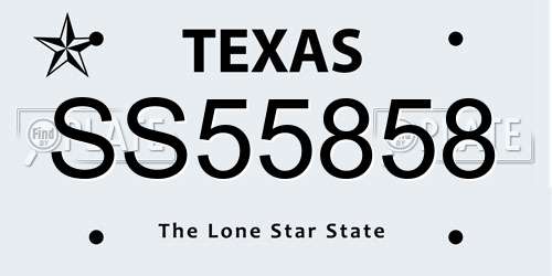 SS55858 Texas License Plate