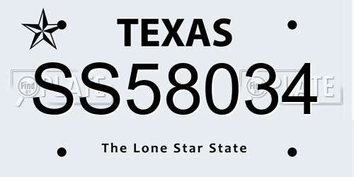 SS58034 Texas License Plate