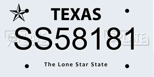 SS58181 Texas License Plate