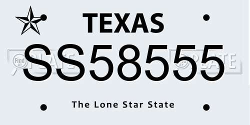SS58555 Texas License Plate