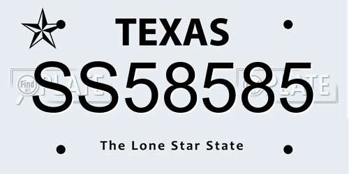 SS58585 Texas License Plate