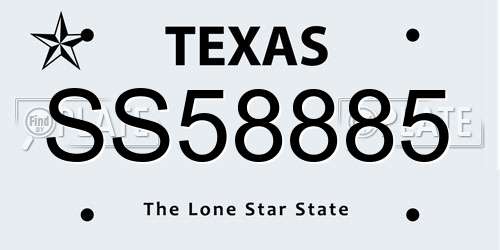 SS58885 Texas License Plate