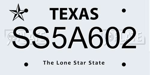 SS5A602 Texas License Plate