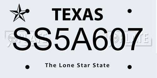 SS5A607 Texas License Plate