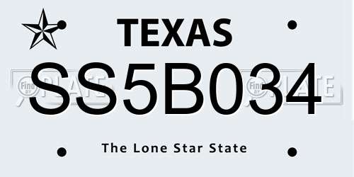 SS5B034 Texas License Plate