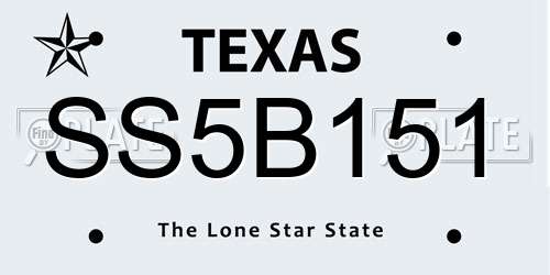 SS5B151 Texas License Plate