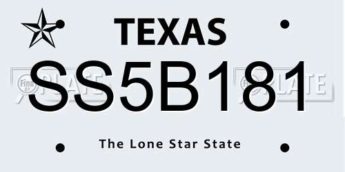SS5B181 Texas License Plate