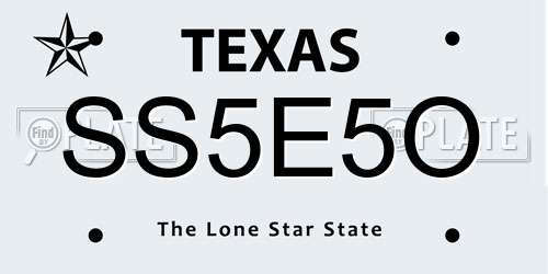 SS5E5O Texas License Plate