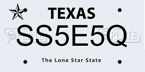 SS5E5Q Texas License Plate