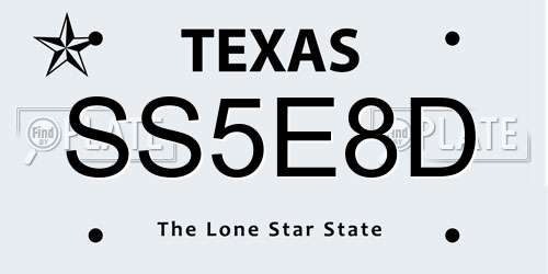 SS5E8D Texas License Plate