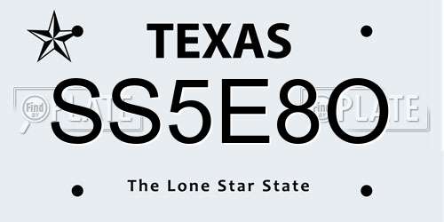 SS5E8O Texas License Plate