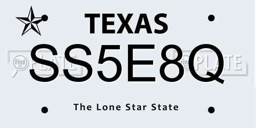 SS5E8Q Texas License Plate