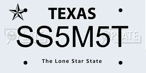 SS5M5T Texas License Plate