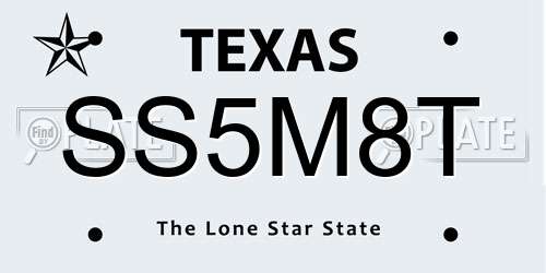 SS5M8T Texas License Plate