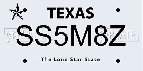 SS5M8Z Texas License Plate