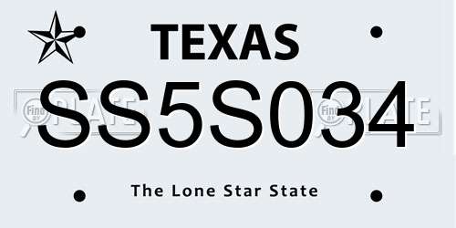 SS5S034 Texas License Plate