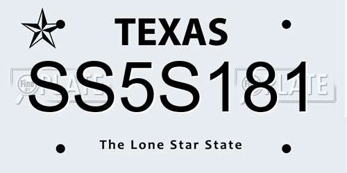 SS5S181 Texas License Plate