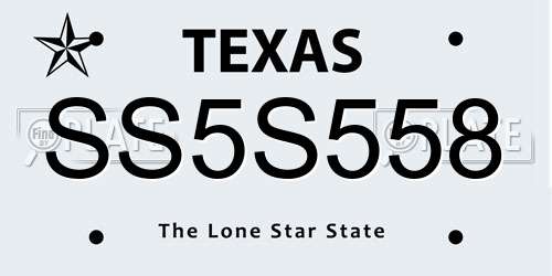 SS5S558 Texas License Plate