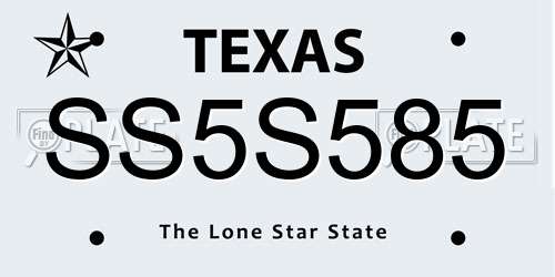 SS5S585 Texas License Plate