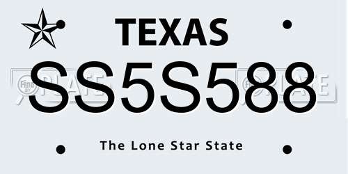 SS5S588 Texas License Plate