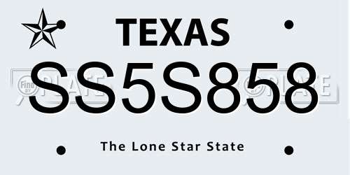 SS5S858 Texas License Plate
