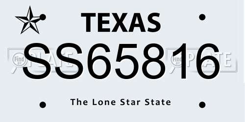 SS65816 Texas License Plate
