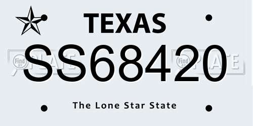 SS68420 Texas License Plate