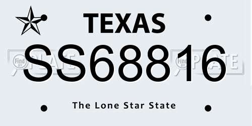 SS68816 Texas License Plate