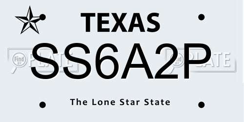 SS6A2P Texas License Plate